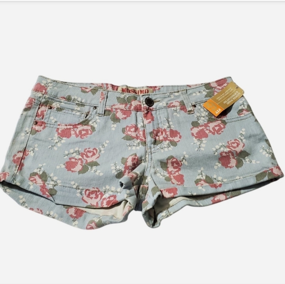 Mossimo Supply Co. Floral Print Jean Shorts - Pink and Blue